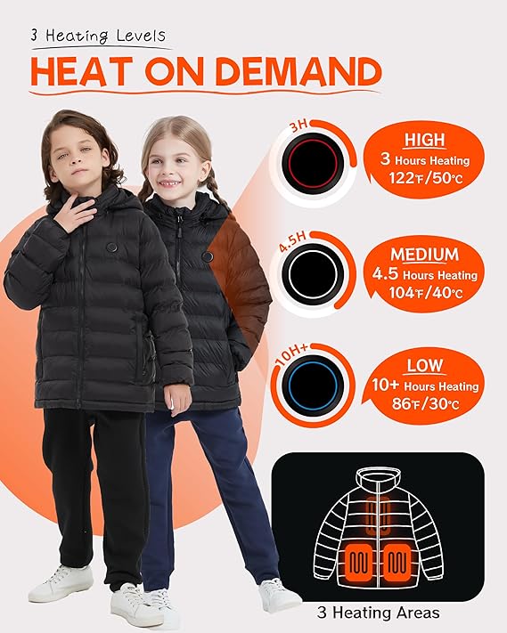 Meltail™ Kid's Heated Puffer Hoodie